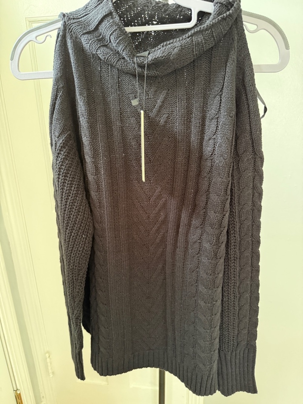 Classic Black Cable Knit Turtleneck Sweater - Picture 3 of 4